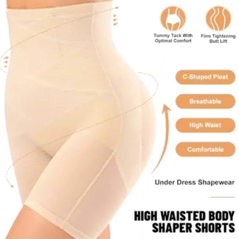 NWT Tan Seamless High-Waisted Shaping Shorts LARGE